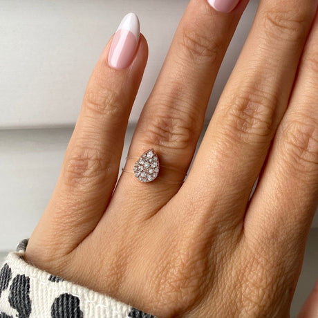 White Zircon Ring - Dewdrop Floating Ring