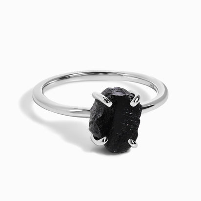 Buy Yellow Chimes Silver-Plated and Black Crystal-Studded Adjustable Finger  Ring Online