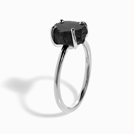 Raw Crystal Ring - Petite Black Obsidian
