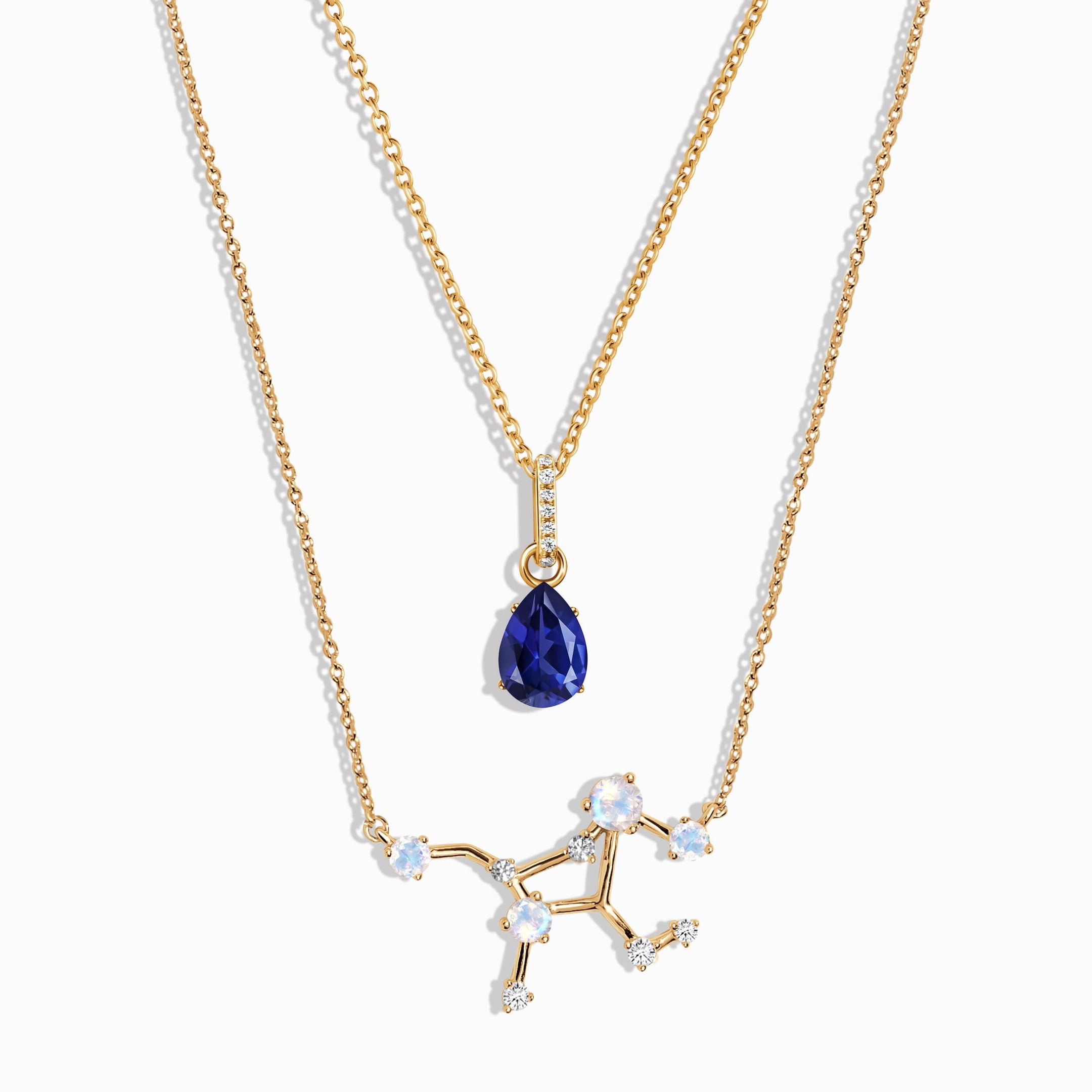 Virgo - Two Side Sapphire Zodiac Pendant Necklace with Diamond / Birthstone  Accent Stone - MollyJewelryUS