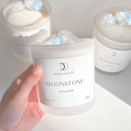 Moonstone Crystal Candle - Intuition
