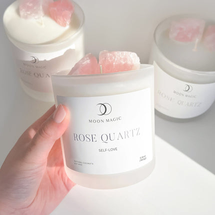 Rose Quartz Crystal Candle - Self-Love