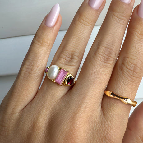 Rhodolite Garnet Treasure & Magma Band Set