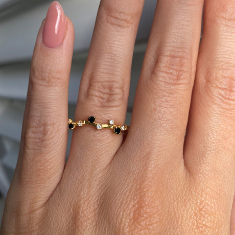 Black Onyx Ring - Stardust Band