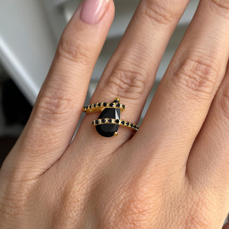 Black Obsidian Black Spinel Ring - Bypass