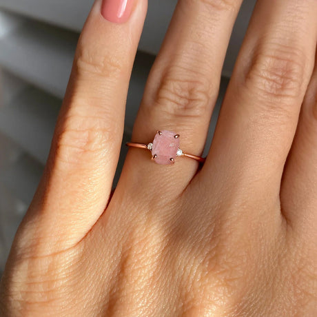 Rose Quartz Ring - Petite Raw Allure