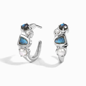 Labradorite Pearl Hoops - Heirloom