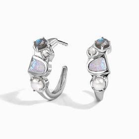 Moonstone Pearl Hoops - Heirloom