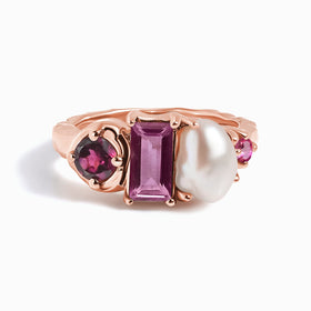 Rhodolite Garnet Pearl Ring - Treasure