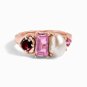 Rhodolite Garnet Pearl Ring - Treasure