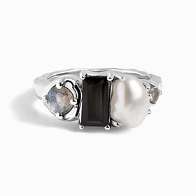 Black Obsidian Pearl Ring - Treasure