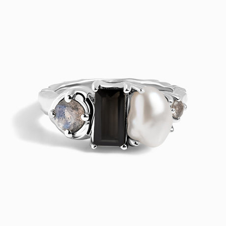 Black Obsidian Pearl Ring - Treasure