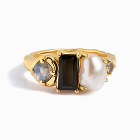 Black Obsidian Pearl Ring - Treasure