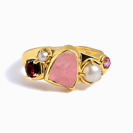 Rose Quartz Pearl Ring - Aurora Heirloom