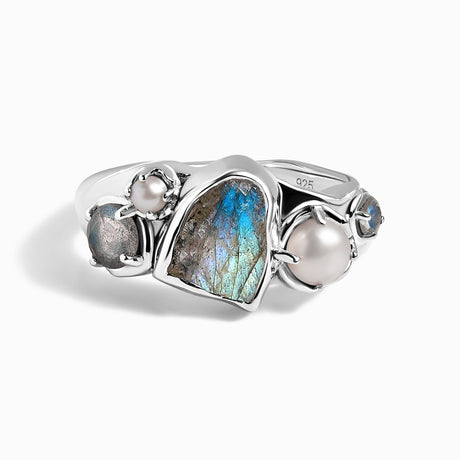 Labradorite Pearl Ring - Midnight Heirloom