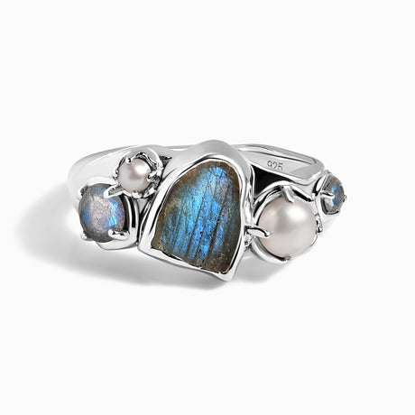 Labradorite Pearl Ring - Midnight Heirloom