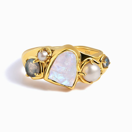 Moonstone Pearl Ring - Midnight Heirloom