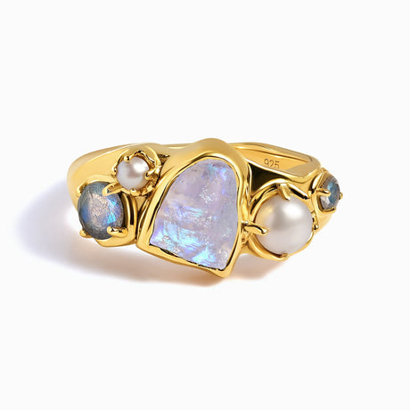 Moonstone Pearl Ring - Midnight Heirloom