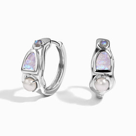 Petite Moonstone Pearl Hoops - Heirloom