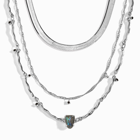 Labradorite Flowing Necklace & Herringbone Chain