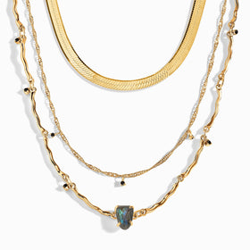 Labradorite Flowing Necklace & Herringbone Chain