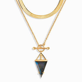 Labradorite Heroine T-Lock Necklace & Herringbone Chain