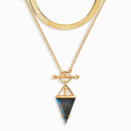 Labradorite Heroine T-Lock Necklace & Herringbone Chain