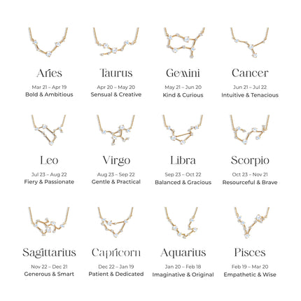 Taurus Zodiac Constellation Necklace & White Topaz Sway