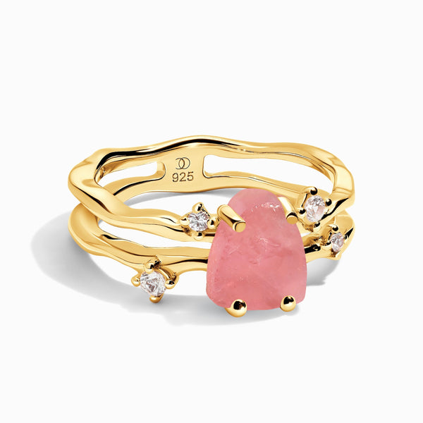 Raw Crystal Ring - Flow Rose Quartz – Moon Magic Raw Crystal Ring - Flow Rose Quartz – Moon Magic
