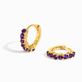 Amethyst Earrings - Bonny Hoops - February Birthstone