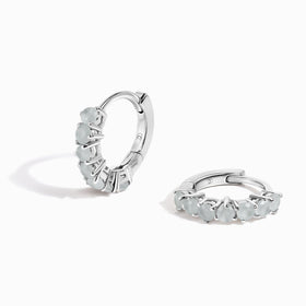 Aquamarine Earrings - Bonny Hoops - March Birthstone
