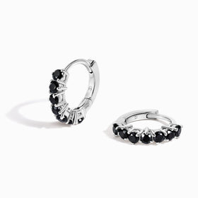 Black Spinel Earrings - Bonny Hoops - August Birthstone