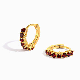 Garnet Earrings - Bonny Hoops - January Birthstone