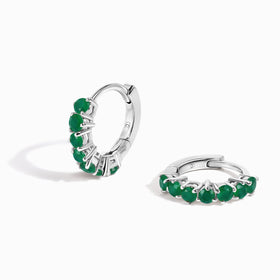 Green Onyx Earrings - Bonny Hoops - May Birthstone