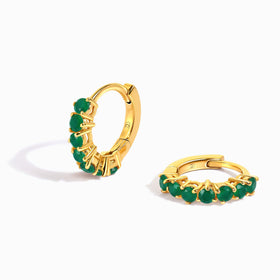 Green Onyx Earrings - Bonny Hoops - May Birthstone