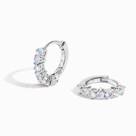 Moonstone Earrings - Bonny Hoops - June Birthstone