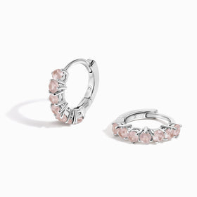Rose Quartz Earrings - Bonny Hoops - October Birthstone