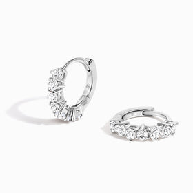 White Topaz Earrings - Bonny Hoops - April Birthstone