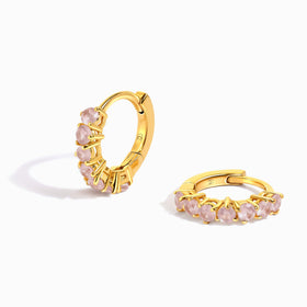 Rose Quartz Earrings - Bonny Hoops - October Birthstone