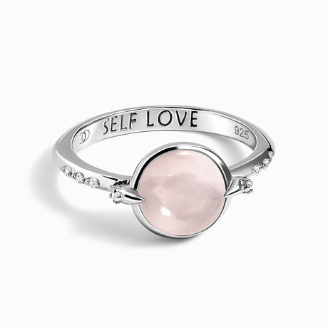 Rose Quartz Energy Ring - Self-Love Engraved