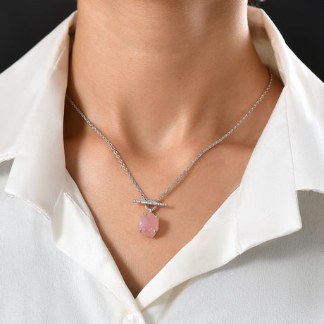 Raw Crystal Necklace - Rose Quartz T-Lock