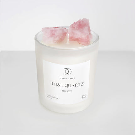 Rose Quartz Crystal Candle - Self-Love