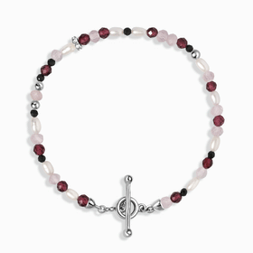 Rose Quartz Garnet T-Lock Beads Bracelet - Love Charge