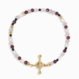 Rose Quartz Garnet T-Lock Beads Bracelet - Love Charge
