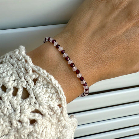 Garnet Rose Quartz Beads Bracelet - Love Shield