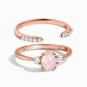 Rose Quartz Lania Ring & Twinkling Band