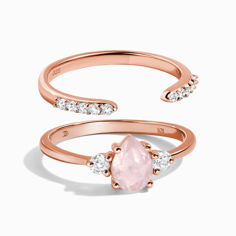 Rose Quartz Lania Ring & Twinkling Band
