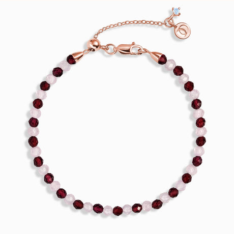 Garnet Rose Quartz Beads Bracelet - Love Shield