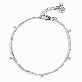 White Zircon Anklet - Flowing