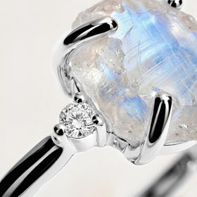 Moonstone Lab Diamond Ring - Raw Allure